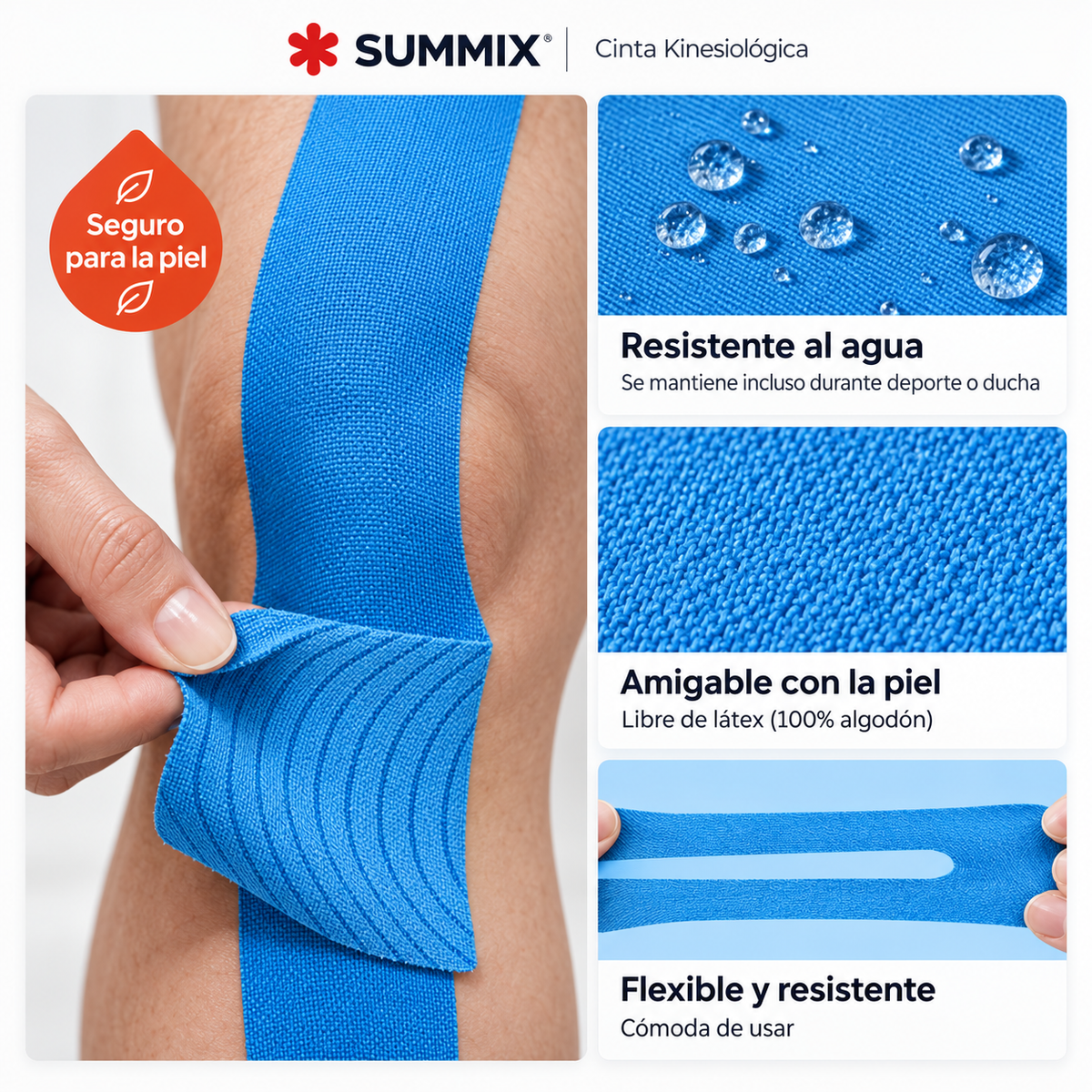Soporte de Rodilla. Cinta Kinesiológica Precortada